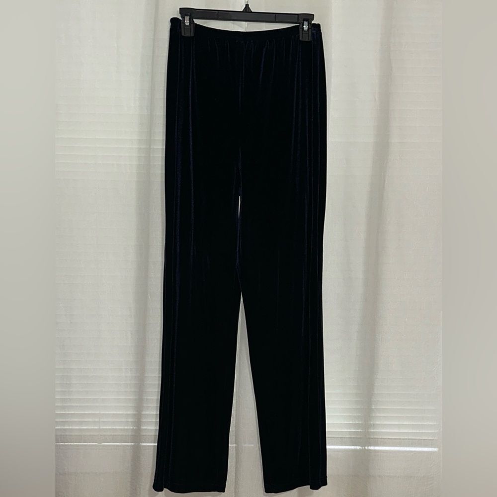 BRIGGS S Midnight Blue Velour Dress Pants